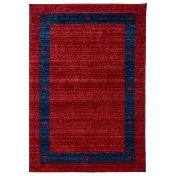 Tapis Caku, beige et rouge motif simple et élégant