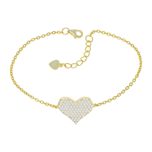 Bracciale Hiriwa 925 Argento Gold Pietre Bianche Cuore