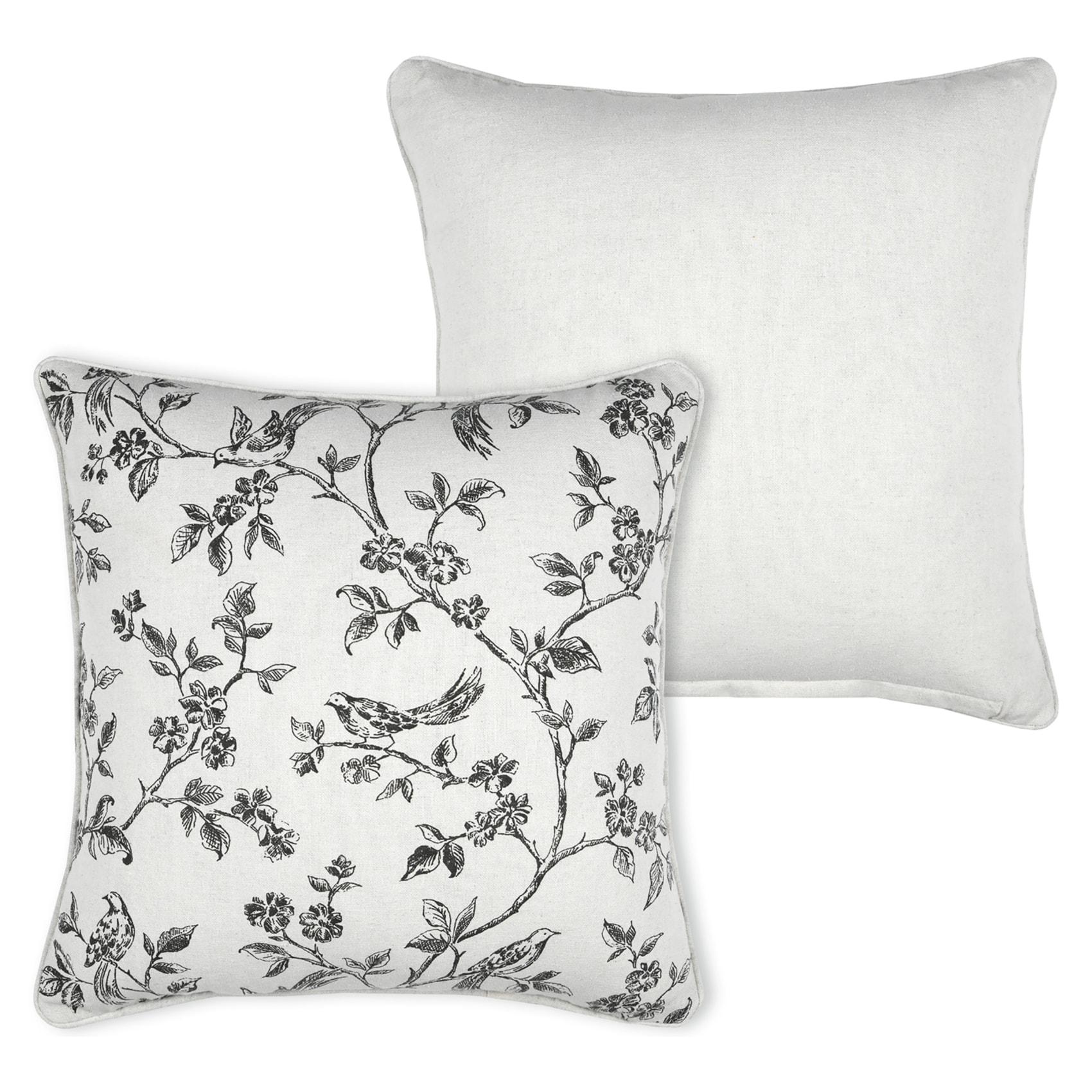 Coussin décoratif imprimé floral - Ecru