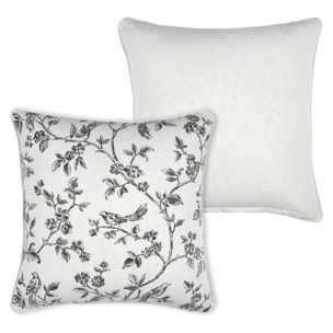 Coussin décoratif imprimé floral - Ecru
