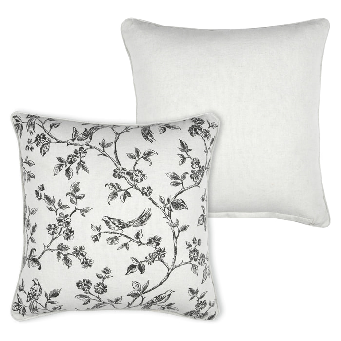 Coussin décoratif imprimé floral - Ecru