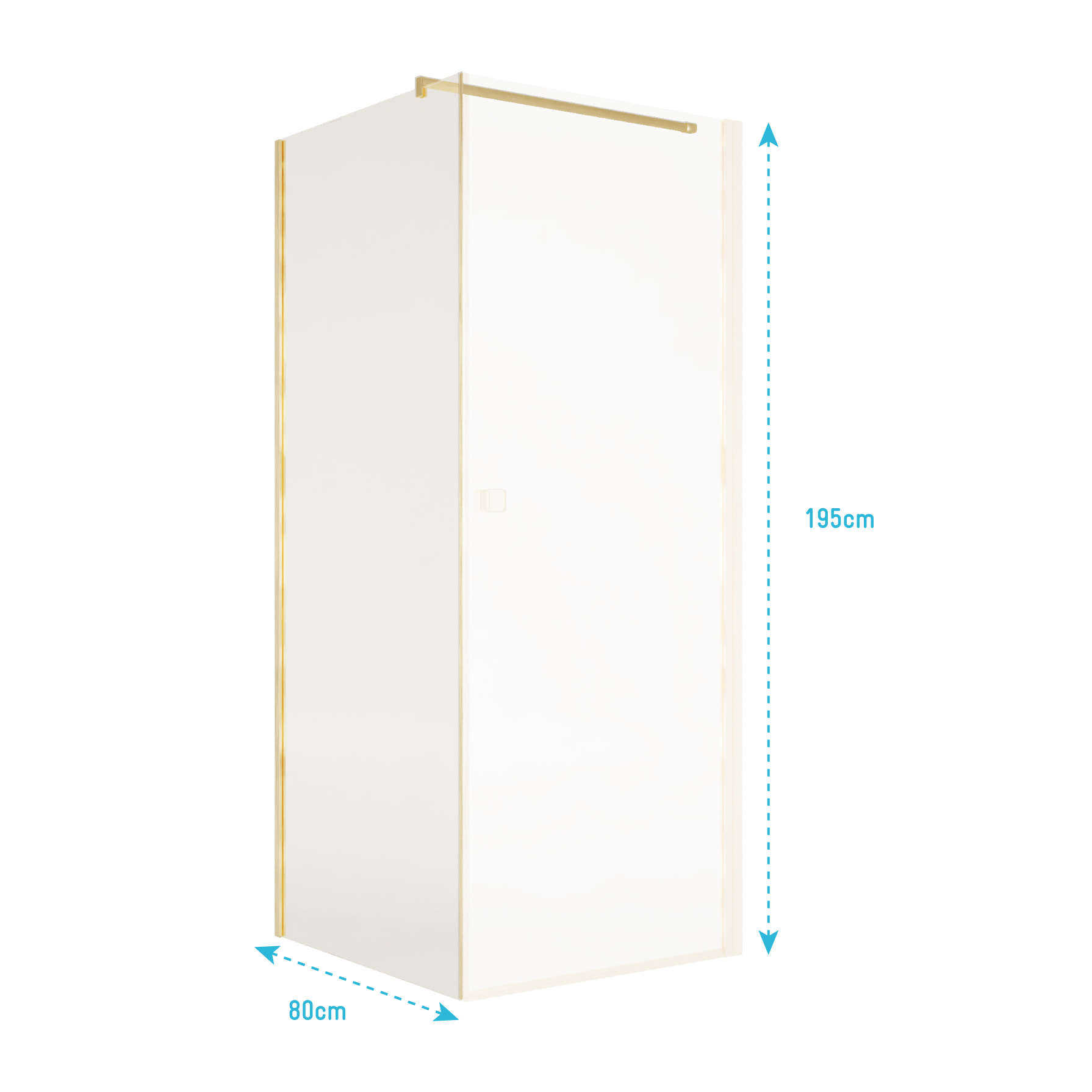 Retour pour Porte de Douche 80x195cm Verre Trempe 8mm Anticalcaire - Alu Or Brosse - GOLD ELEMENTARY