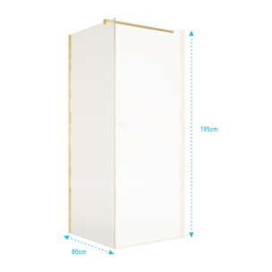 Retour pour Porte de Douche 80x195cm Verre Trempe 8mm Anticalcaire - Alu Or Brosse - GOLD ELEMENTARY