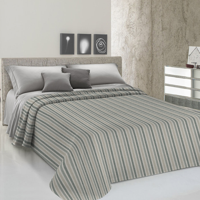 Copriletto copritutto tinto in filo tricolore verde 100% cotone riciclato