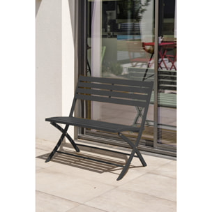 MARIUS - Banc de jardin pliant en aluminium gris anthracite