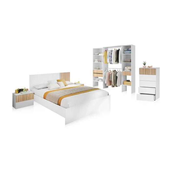 Dormitorio Nitza 5C Max Blanco Artik (Blanco Mate) - Natur