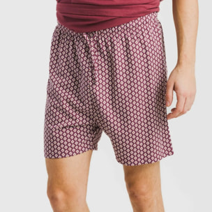 Pijama corto algodón hombre Sassy Burdeos
