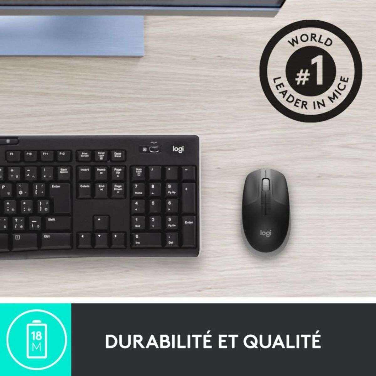 Souris sans fil LOGITECH Ambidextre M190 Mid Grey