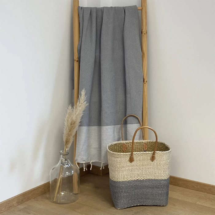 Fouta nid d'abeille traditionnelle Gris 100x200 190g/m² - Mikanda Gris