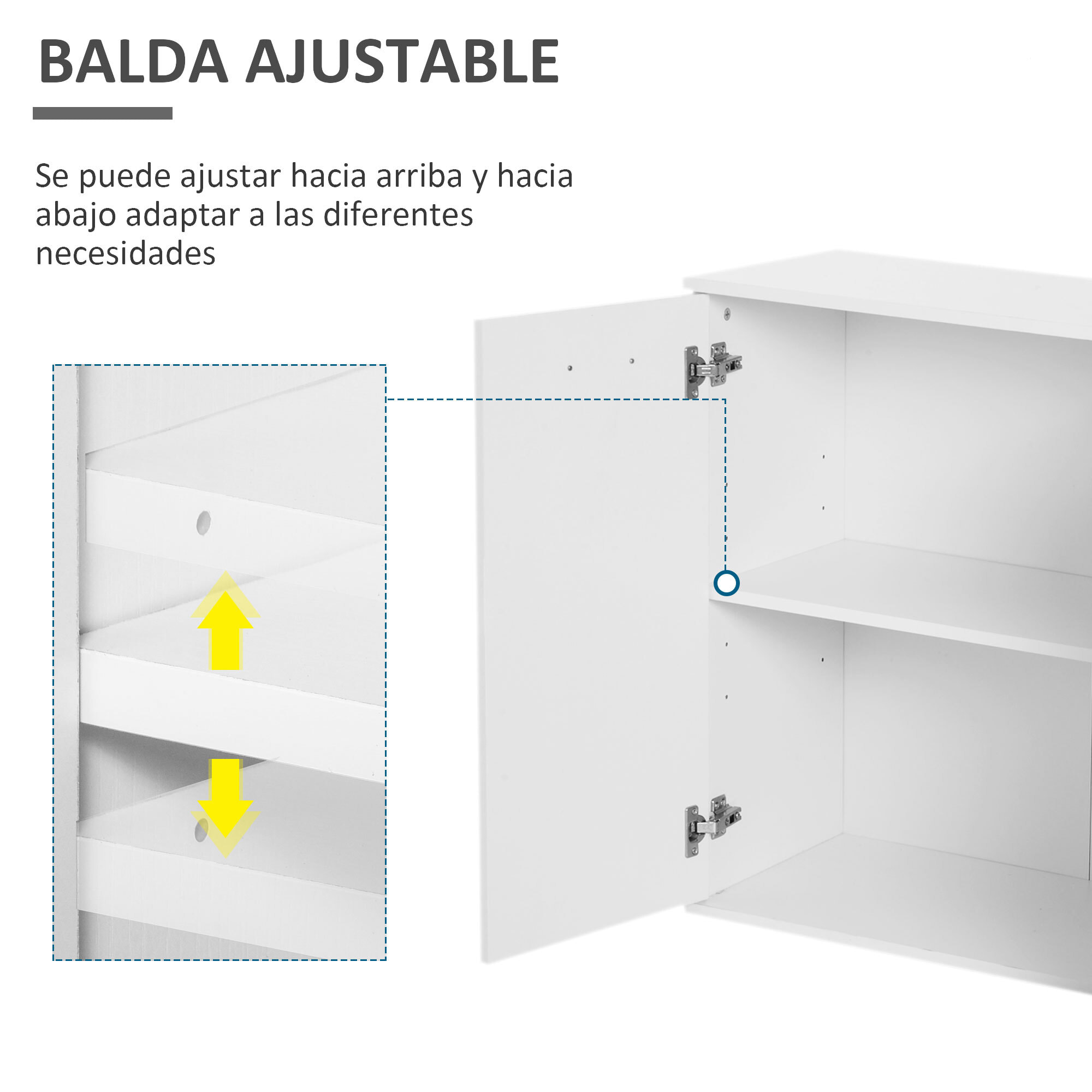 Armario Buffet con 2 Cajones de Madera 106x35x76cm Blanco