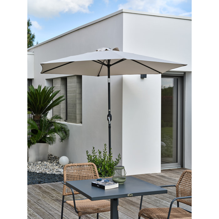 MARBELLA - Parasol à manivelle en aluminium gris anthracite et toile gris