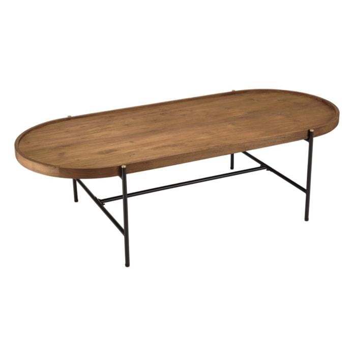 SIXTINE - Table basse ovale 140x63cm plateau en bois de teck recyclé