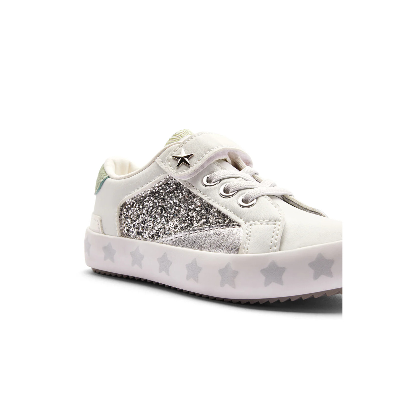 Zapatillas Bajas de Niña Estampado Purpurina Plata