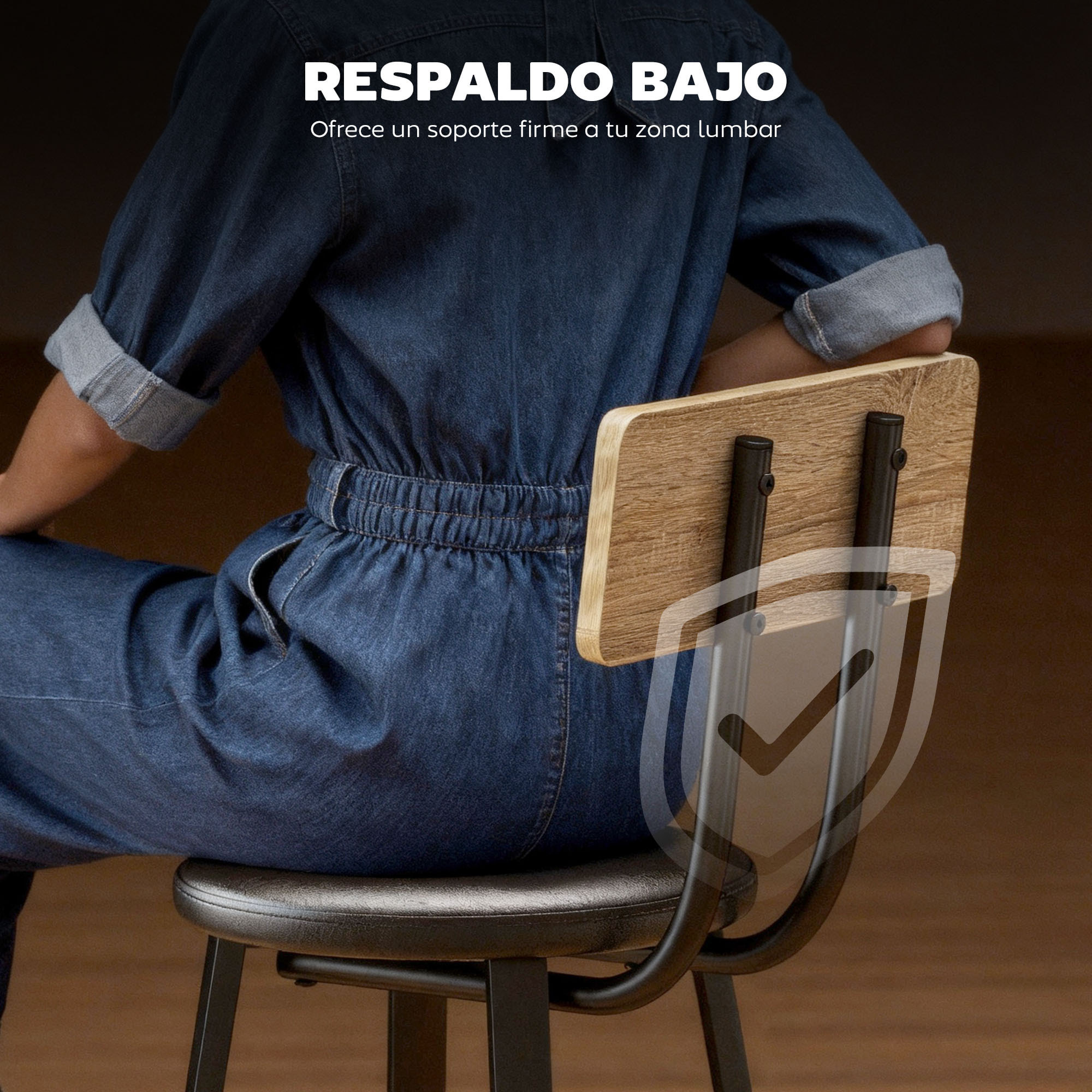 Juego de 2 Taburetes de Bar, Taburetes Altos de Cocina con Respaldo y Reposapiés, Tapizados de PU, Asiento de 75,5 cm de Altura, Fácil Montaje, Estilo Industrial, Natural y Negro