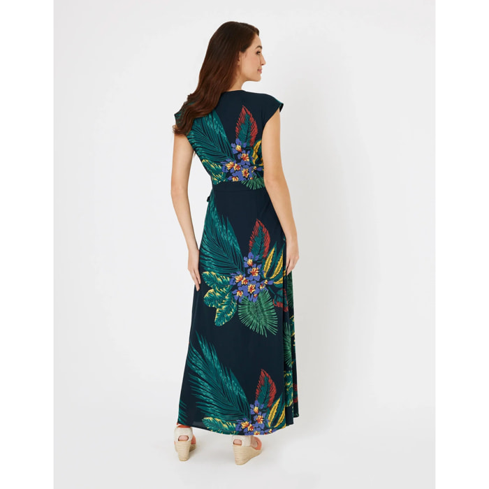 Vestido Largo Estampado Tropical Multicolor - Titania