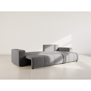 Nicole - Canapé d'angle réversible 5 places convertible avec coffre en tissu - Gris
