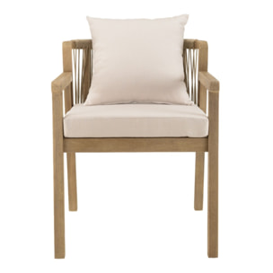CELESTIN - Salon de jardin bois acacia/cordage synth. beige 6 pers.