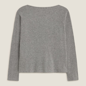 Camiseta punto canalé Sisa color gris Poliéster