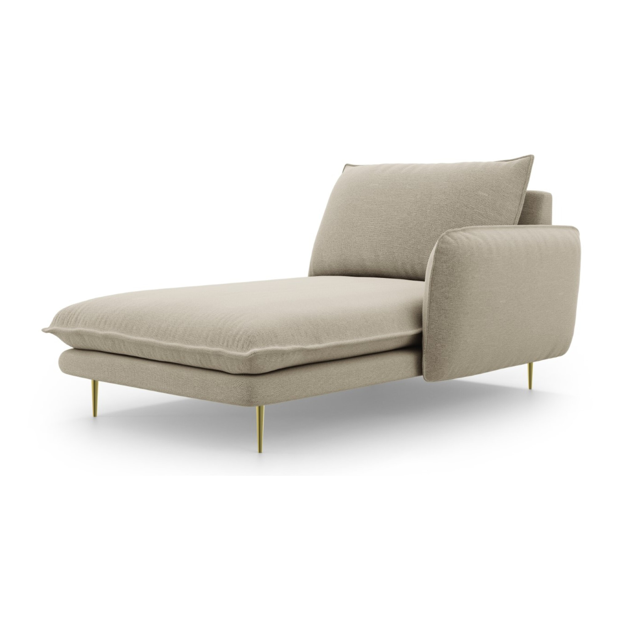 Méridienne droite "Vienna" en tissu structurel beige