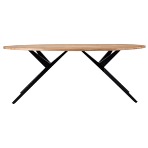 Table ovale 8 personnes en bois d'acacia et pieds en métal 200 cm - Matara