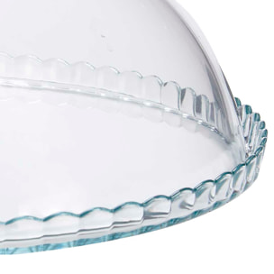 Piatto da portata in vetro con piede e coperchio 32cm.
