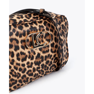 Borsa a tracolla basic con stampa leopardata