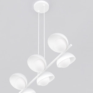 Lampada a sospensione BOOM lineare con diffusori in vetro e finitura bianca opaca