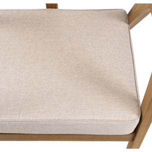 WILL - Fauteuil FLORES en teck dossier en cannage naturel coussin gris