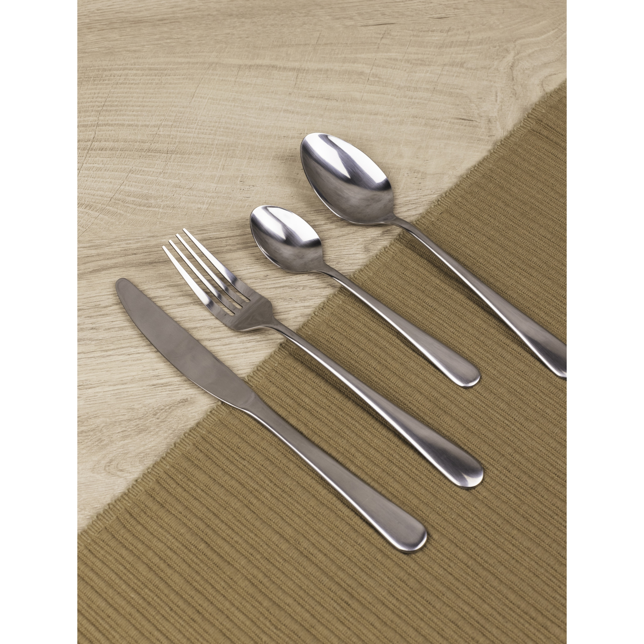 Set 24pc cuberteria acero inox reciclado brillo natur