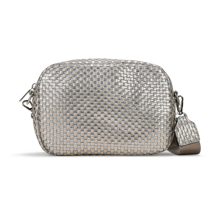 Bolso bandolera plomo con trenzado