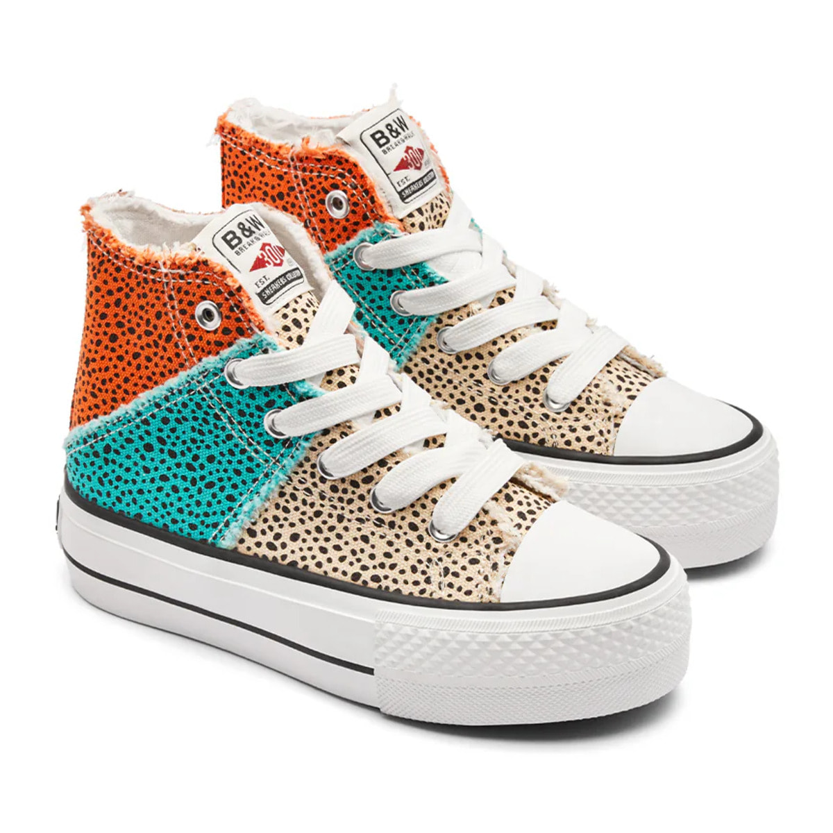 Zapatillas Altas de Niña Diseño Patchwork Lunares