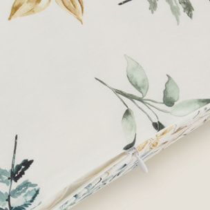 Funda cojín algodón hojas en rama Folo color verde 100% Algodón percal