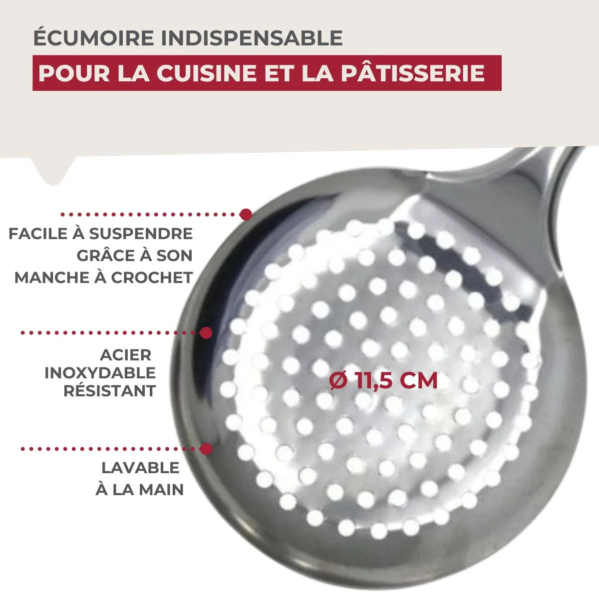 Ensemble de 2 Ecumoires Fackelmann 32 cm en inox Elemental