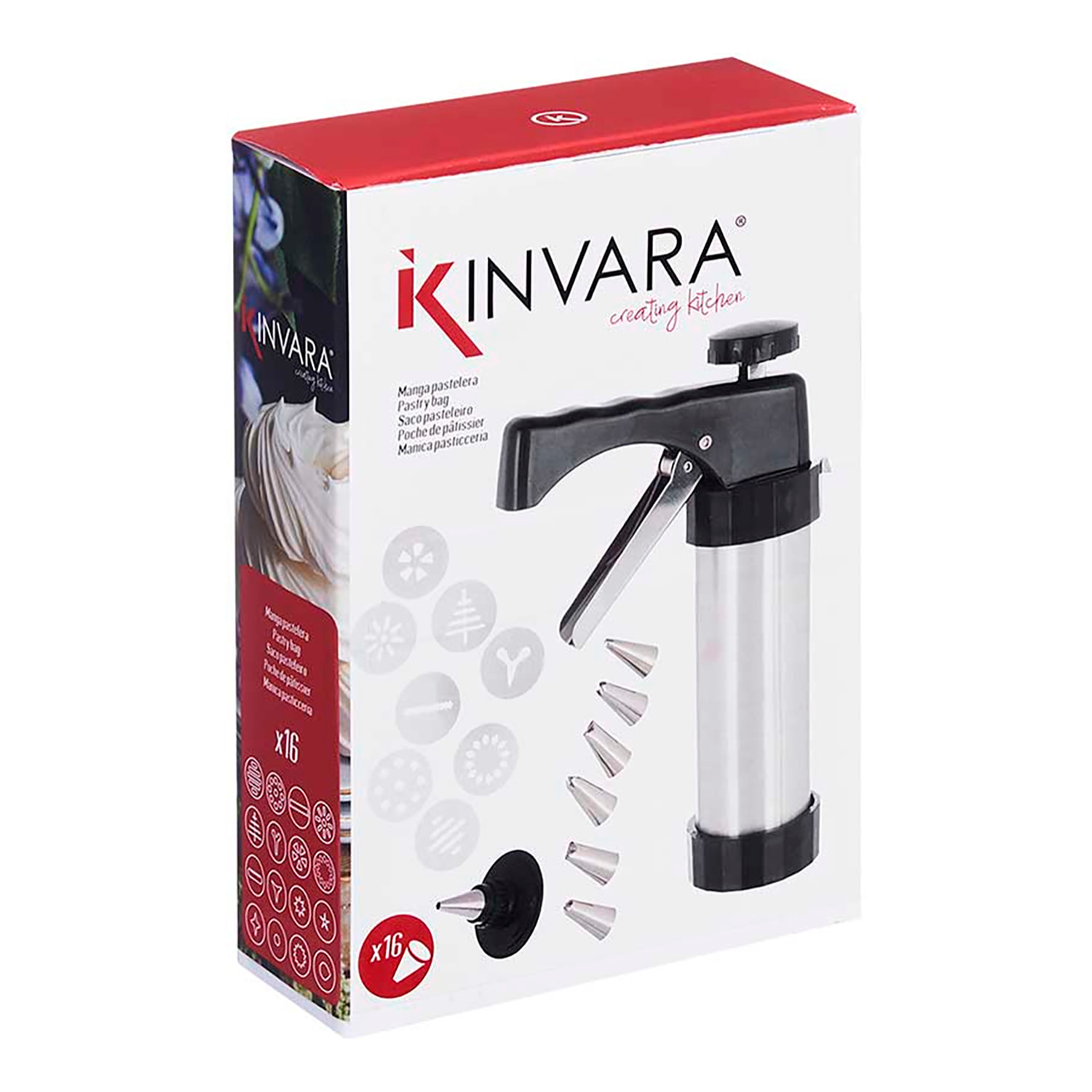 Sac a poche pistola in acciaio inossidabile con 16 accessori.