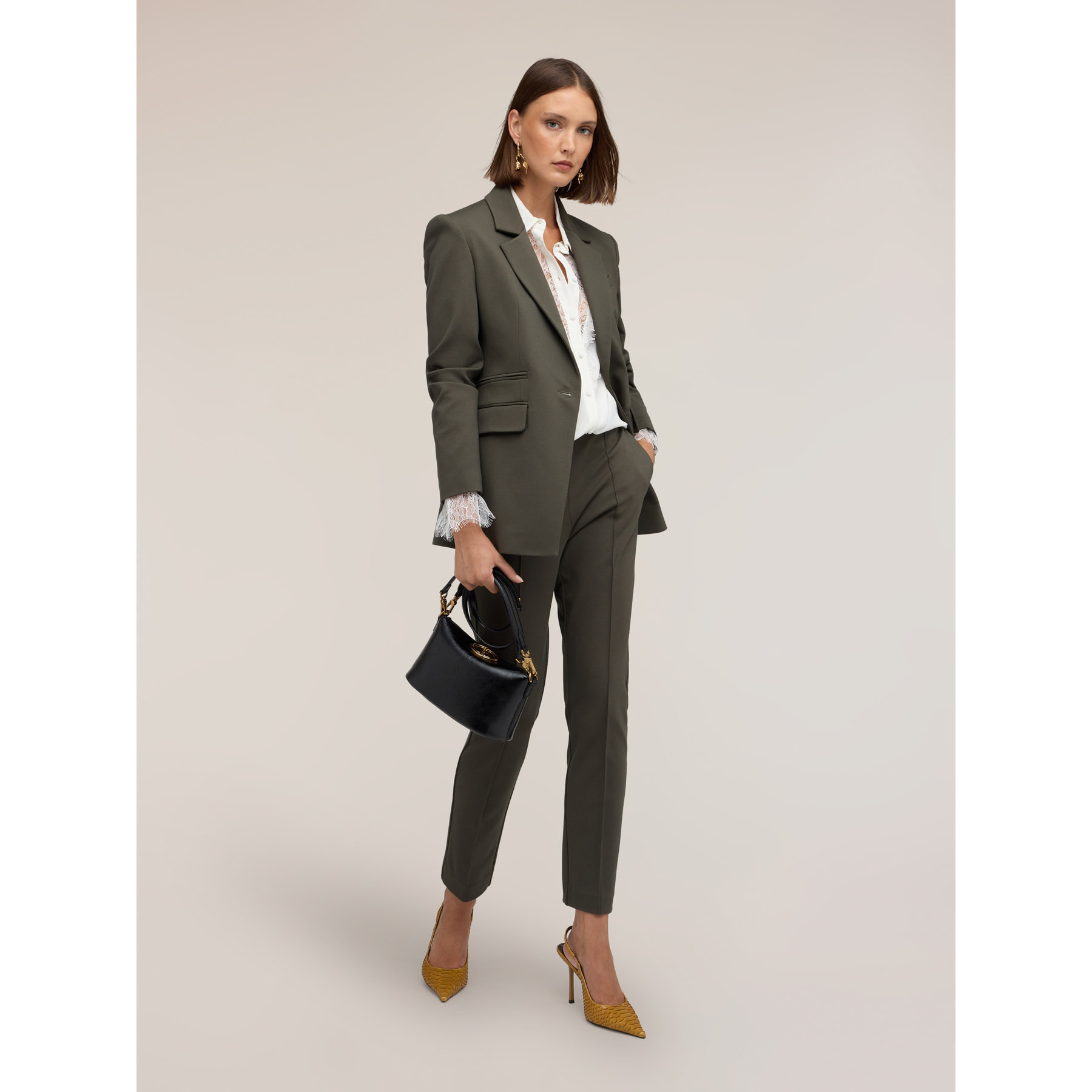Motivi - Pantaloni slim fit in punto milano - Verde militare