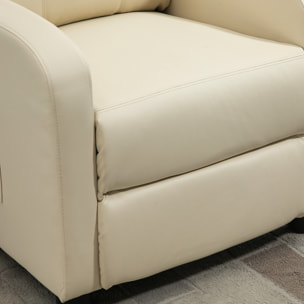 Fauteuil de relaxation et massage inclinaison dossier repose-pied réglable revêtement synthétique crème