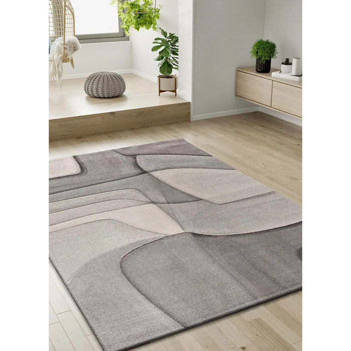 MEDEL Alfombra geométrica de pelo corto en gris, varias medidas disponibles