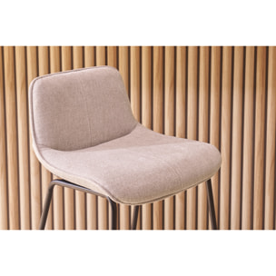 Tabourets de bar en tissu effet velours texturé beige et métal H65 cm (lot de 2) BOOST