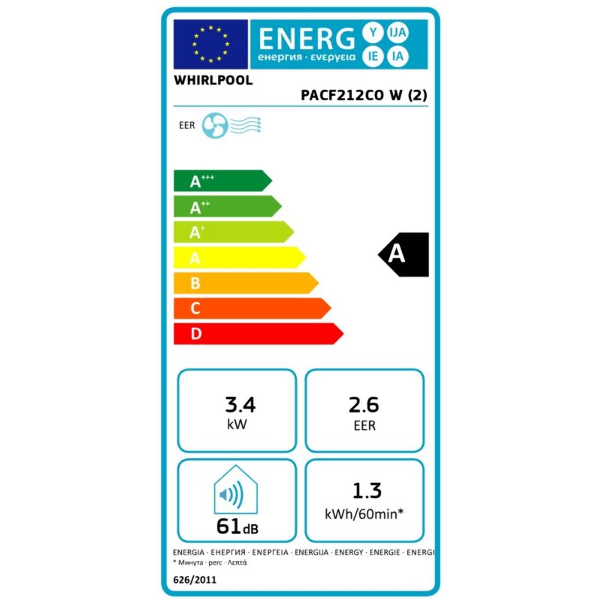 Climatiseur WHIRLPOOL PACF212COW