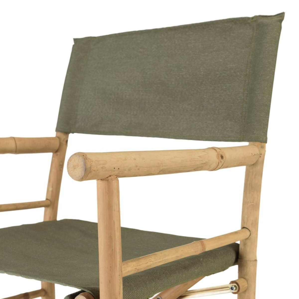 VITAL - Set de 2 fauteuils pliants bambou, dossier/assise en tissu vert