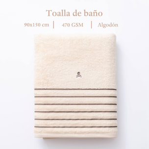 Toalla de baño beige a rayas marrones 90x150cm 100% algodón 470gsm scalpers home