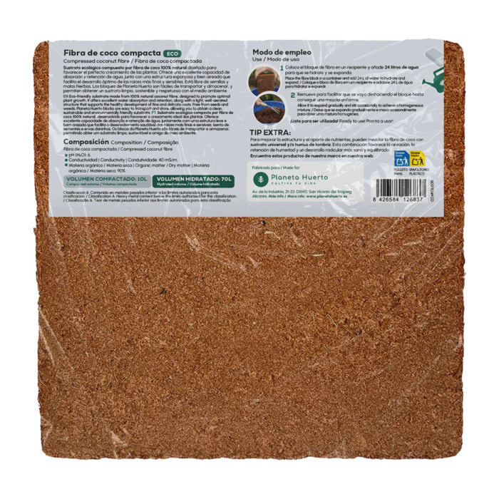 Sustrato Fibra de Coco Planeta Huerto 70 Litros