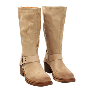 Botas moteras taupe tacón 5 cm