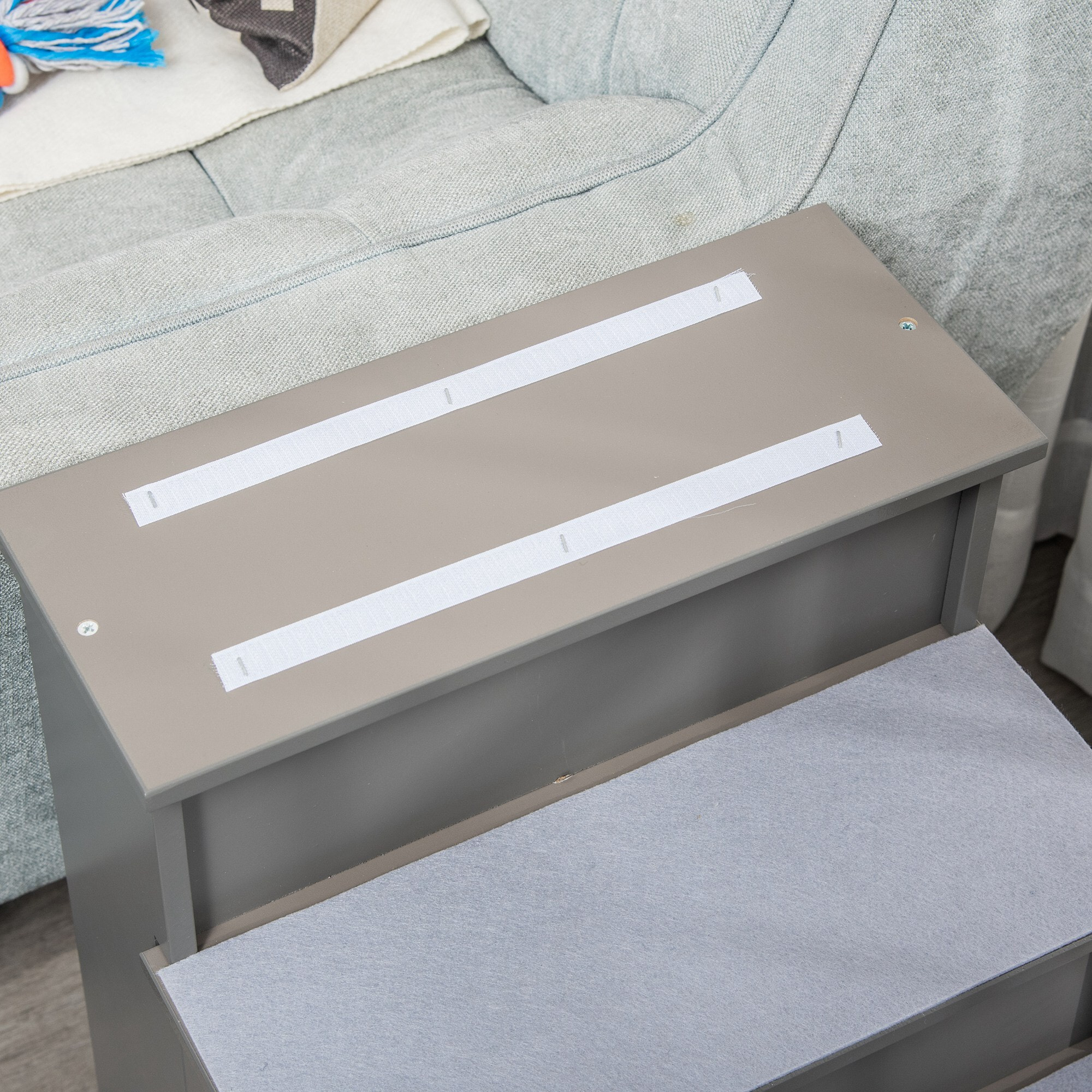 Escalera para Perros de 4 Peldaños Escalera para Mascotas Escalones para Perros Gatos con Acolchados Desmontables Carga 30 kg para Cama Sofá 40x59x54,2 cm Gris