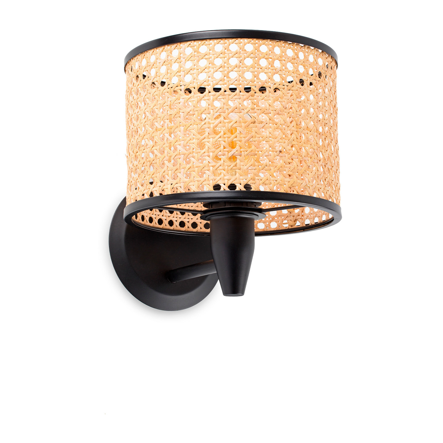 MAMBO Lampe applique noire/rotin