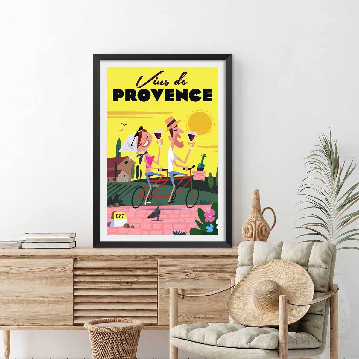 Affiche ViVe la ProVence Affiche sous cadre noir