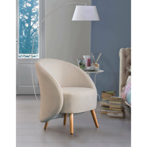 Poltrona Alla, Poltrona di design da salotto, 100% Made in Italy, Poltroncina relax in tessuto imbottito, Cm 70x60h80, Tortora
