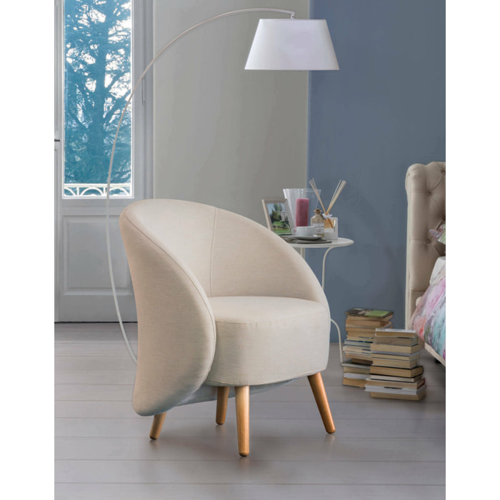 Poltrona Alla, Poltrona di design da salotto, 100% Made in Italy, Poltroncina relax in tessuto imbottito, Cm 70x60h80, Tortora