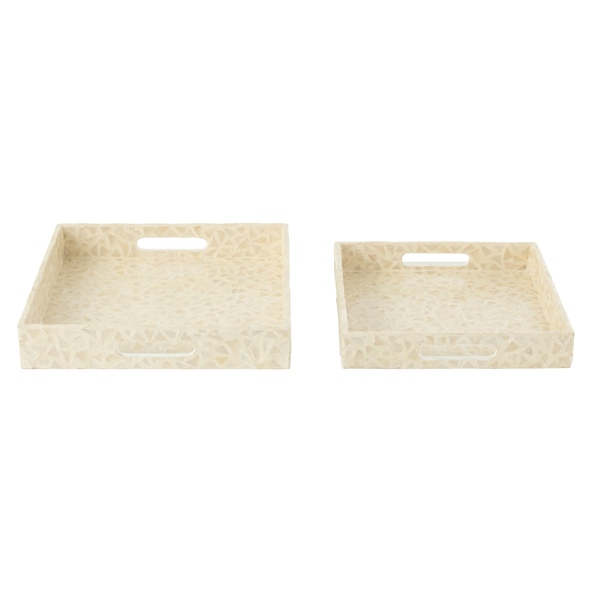 J-Line plateau Nuye Mosaique - bois - crème - 2 pièces