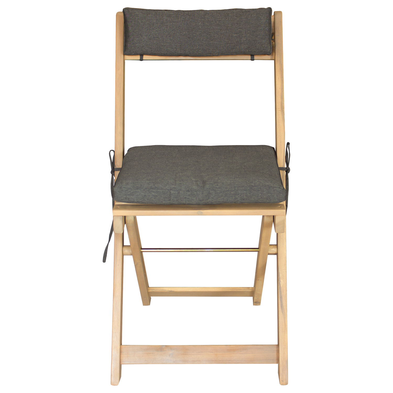 Ensemble table et chaises 2 places en acacia et coussins gris BENAGIL